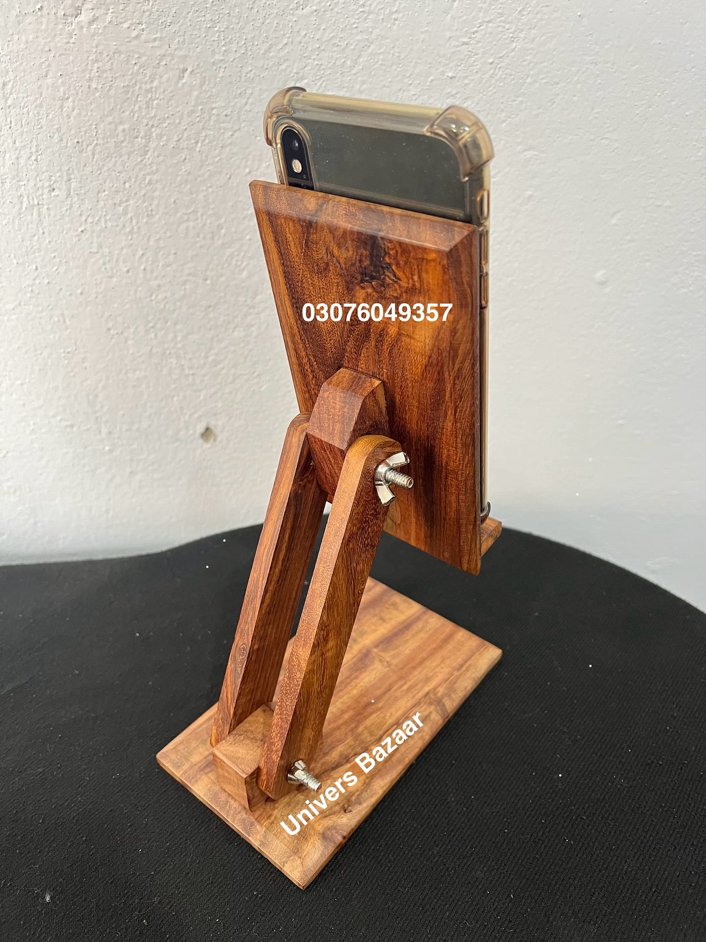 Wooden Mobile Phone Holder for Desk and Table - Sheesham Wood Mobile Stand - cheapest Can Hold Any Size Mobile